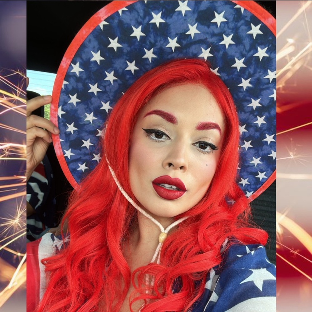 Patriotic beach hat Vibrant Red and Navy Star Hat
